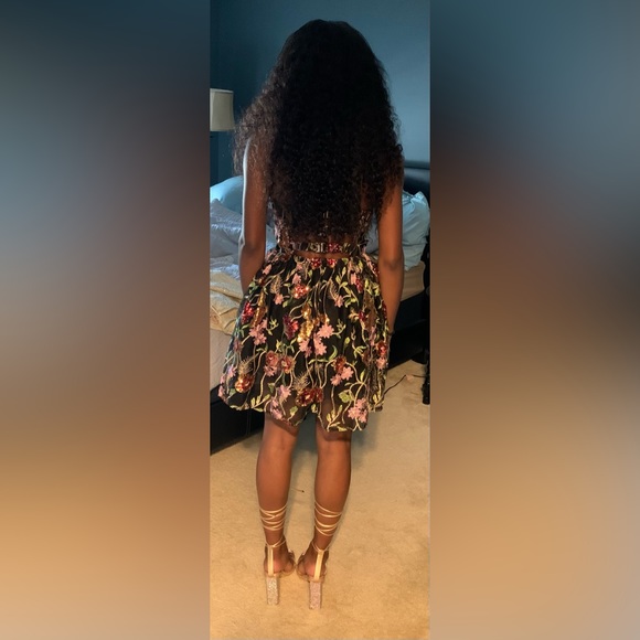 NWOT Fashion Nova Floral Sequins Bustier Top Strapless Babydoll Dress - Picture 6 of 16